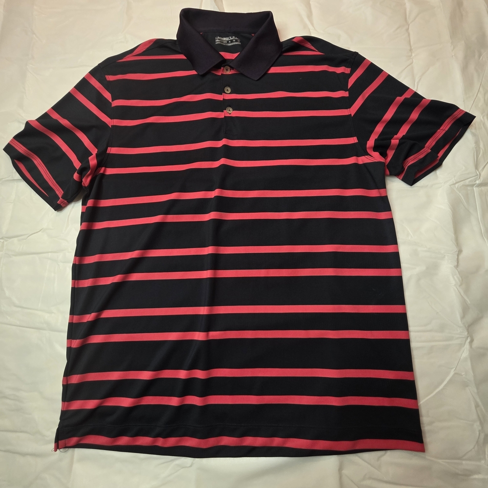 Nike Golf Dri Fit Polo Shirt Mens X-Large Red Black Striped Performance.
